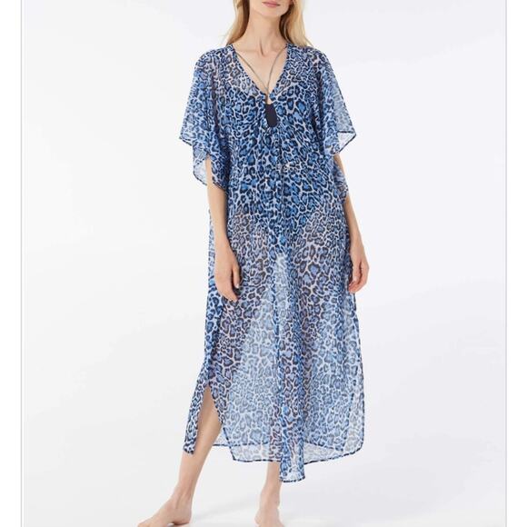 Michael Kors $170 Blue Chain Midi Caftan Swim Cover Up - Wildcat XS S - Picture 1 of 7